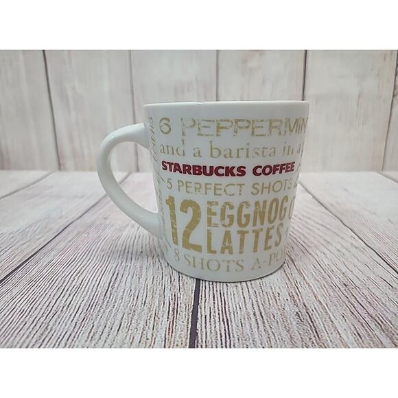 Starbucks 12 Days of Christmas Coffee Tea Mug Cup Red Gold Holiday 14 oz 2008 - Picture 1 of 6